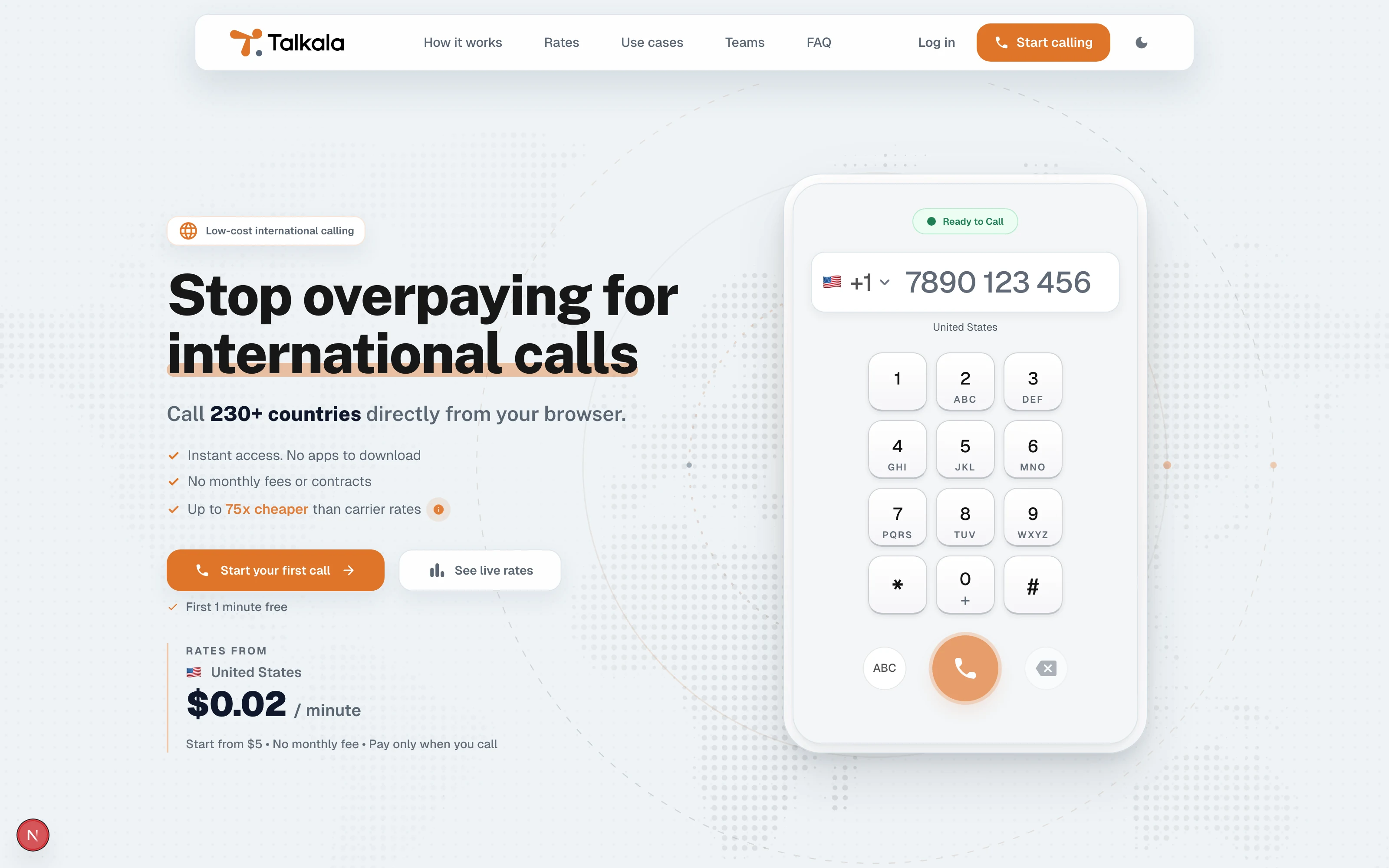 Talkala homepage screenshot
