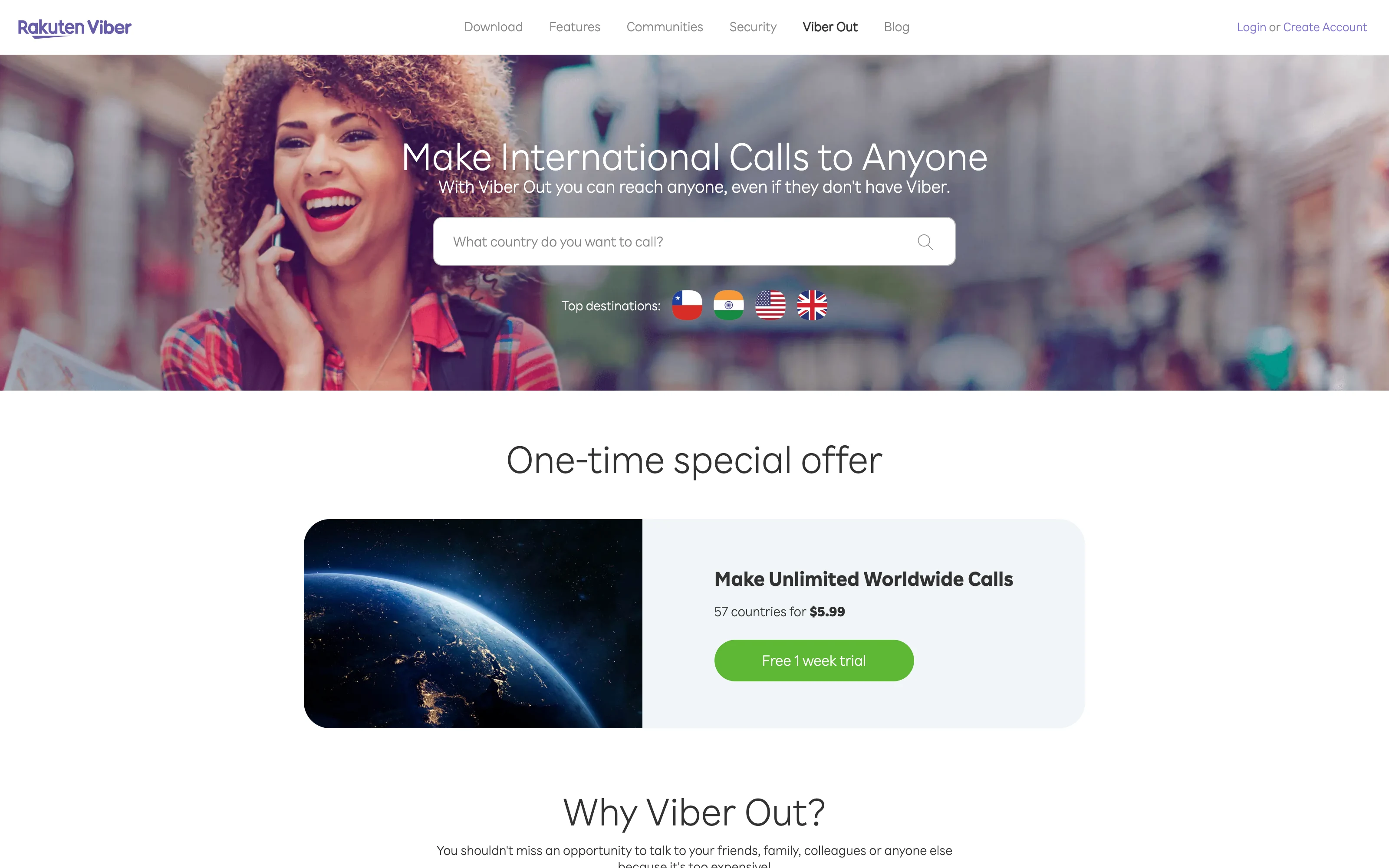 Viber Out official landing page screenshot